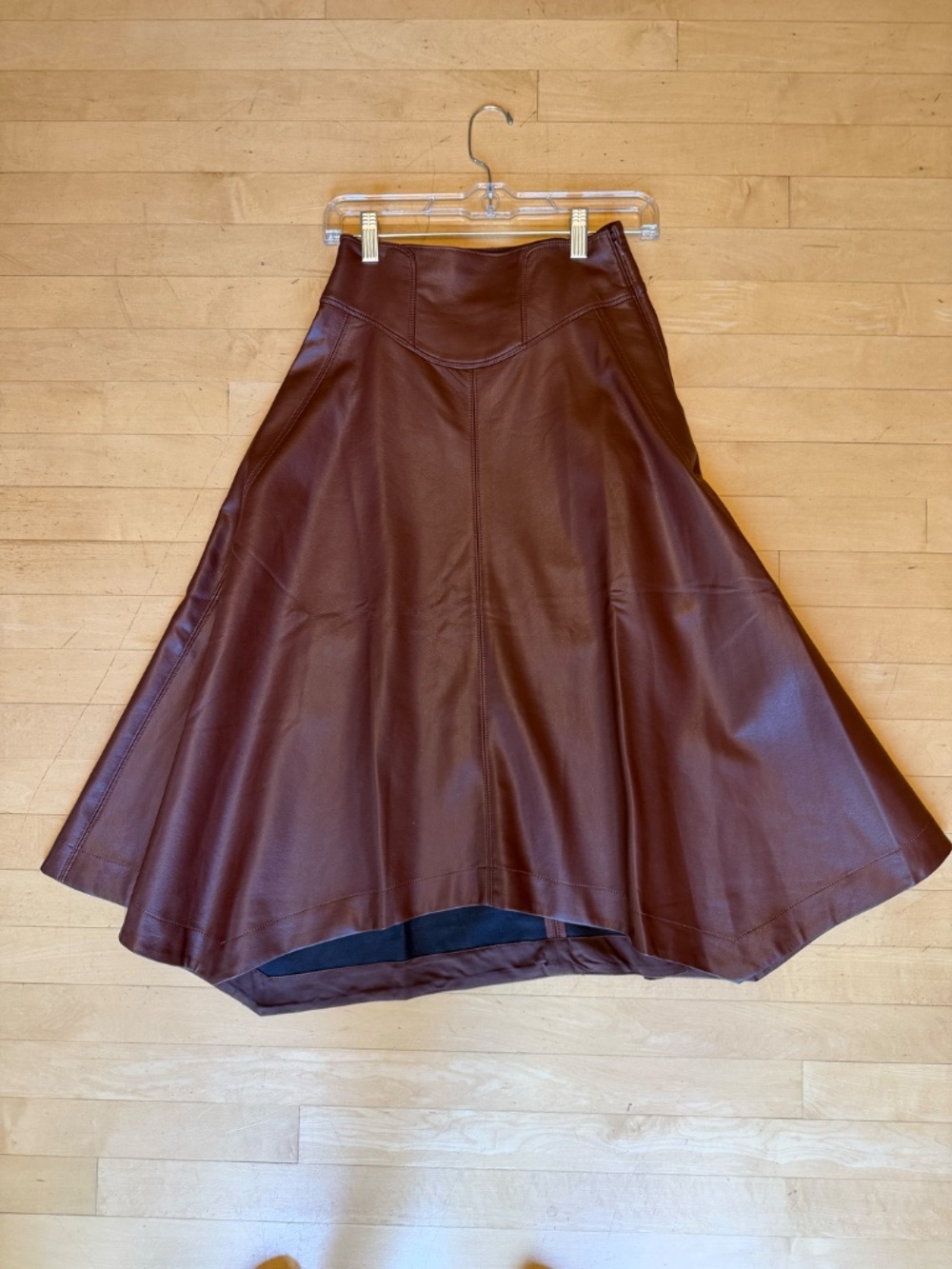 Anthropologie Brown vegan midi skirt, XXS, GD1277 - Picture 2 of 3